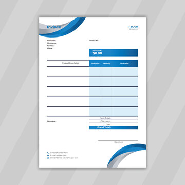 Easy to customize vector design for invoice. Professional and unique design template for billing with a4 page. Easy to edit AI design layout for stationery. Clean design for finance document .