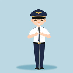 Pilot Officer cartoon character with Uniform