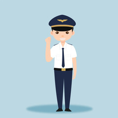 Pilot Officer cartoon character with Uniform