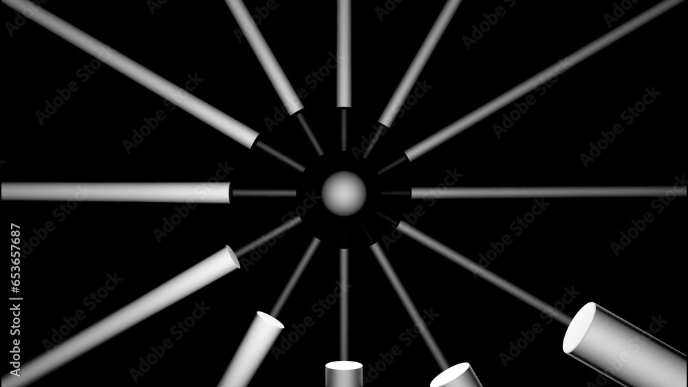 Aufkleber abstract hypnotic background with lines around the sphere. design. spinning surreal pattern on a bla