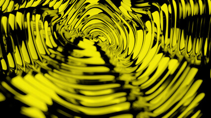 Abstract spreading rings on water surface with ripples. Design. Yellow and black liquid background.
