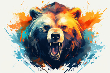 watercolor style design, design of a bear