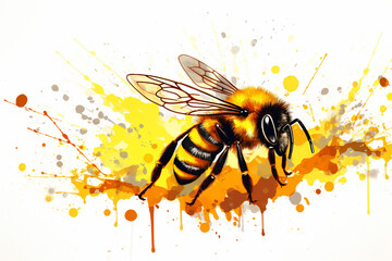 watercolor style design, design of a bee - obrazy, fototapety, plakaty