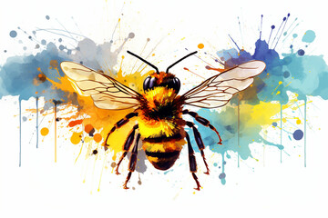 watercolor style design, design of a bee