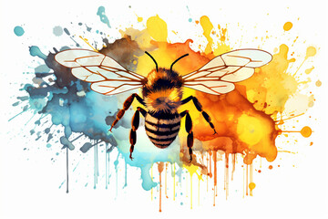 watercolor style design, design of a bee - obrazy, fototapety, plakaty