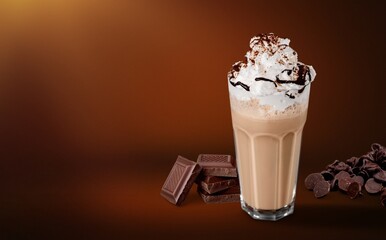 Chocolate tasty sweet milkshake with cream