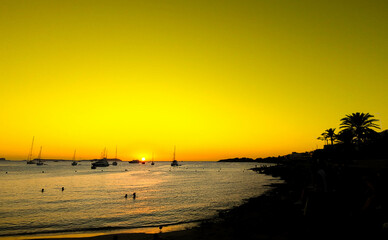 Golden sunset in Ibiza