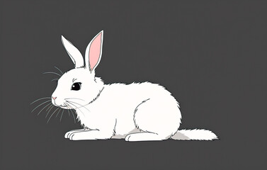 Fototapeta premium white rabbit on a gray background. Coloring page outline