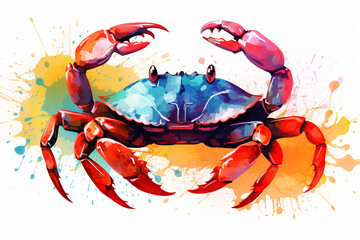 watercolor style design, design of a crab - obrazy, fototapety, plakaty