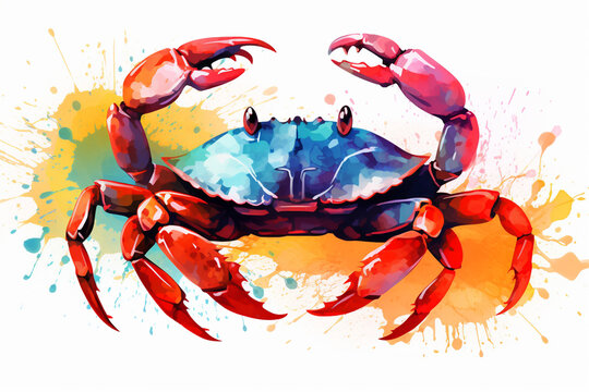 watercolor style design, design of a crab
