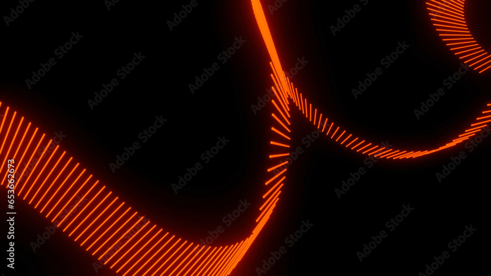 Poster abstract curved spiral on a black background. design. rotating moving spiral with small segments.