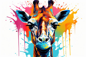 watercolor style design, design of a giraffe