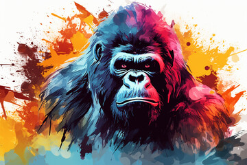 watercolor style design, design of a gorilla - obrazy, fototapety, plakaty