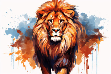 watercolor style design, design of a lion