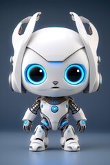 Cute Little Chibi Robot Mascot And Artificial Intelligence Assistant In Modern Futuristic Style Created By AI