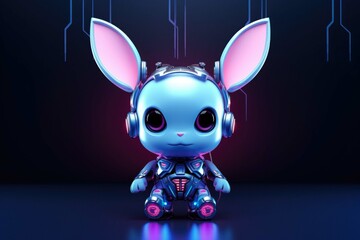 Cute Little Chibi Robot Mascot And Artificial Intelligence Assistant In Modern Futuristic Style Created By AI