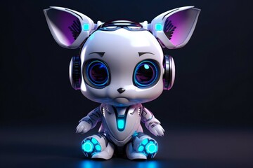 Cute Little Chibi Robot Mascot And Artificial Intelligence Assistant In Modern Futuristic Style Created By AI