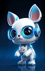 Cute Little Chibi Robot Mascot And Artificial Intelligence Assistant In Modern Futuristic Style Created By AI