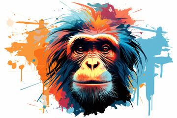 watercolor style design, design of an orangutan - obrazy, fototapety, plakaty