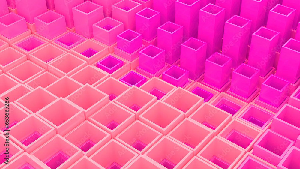 Poster abstract wave motion of cubic silhouettes. design. rows of bars moving up and down.