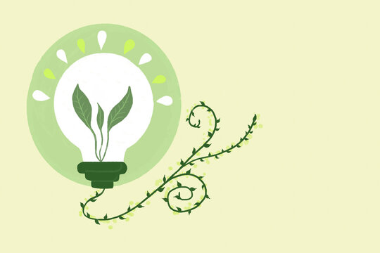Painted green plant in light bulb