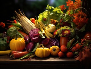 Autumn vegetables, harvest, vegetable, fall, colorful background, wallpaper, Generative AI