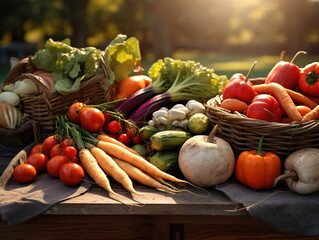 Autumn vegetables, harvest, vegetable, fall, colorful background, wallpaper, Generative AI