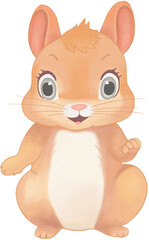 Squirrel cute Watercolor PNG paper texture