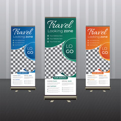 travel agency roll up banner or pull up banner template