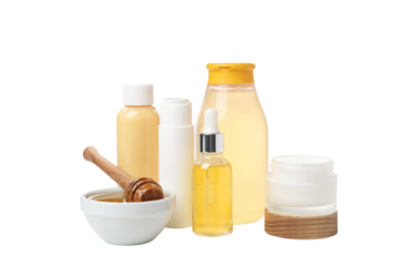 PNG, Honey cosmetics, self care products, isolated on white background