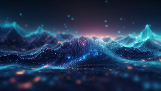 Abstract dark and blue digital background, Futuristic information technology concept. Generative Ai