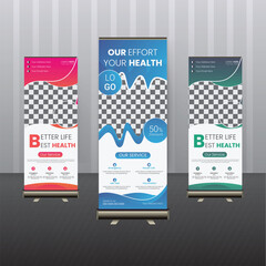 medical roll up banner stand vector creative design