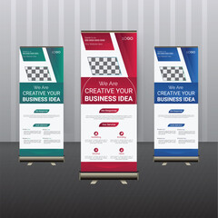 business roll up banner stand vector creative design