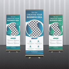 business roll up banner stand vector creative design