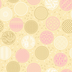 Elegant wrapping paper swatch vector endless pattern. Circular shapes with oriental