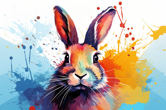 watercolor style design, design of a rabbit