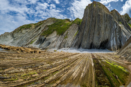 Itzurun cliffs on the coast of Northern Spain - Costa Verde Zumaia 