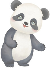 Panda cute character Watercolor PNG paper texture