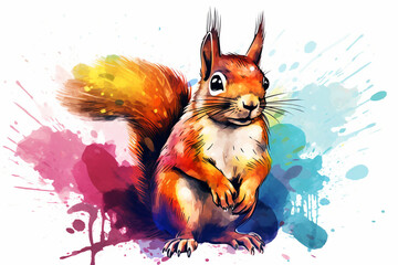 watercolor style design, design of a squirrel