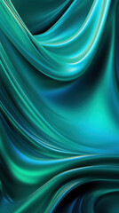 Fototapeta premium Liquid metal wave background. Blue, green colors.