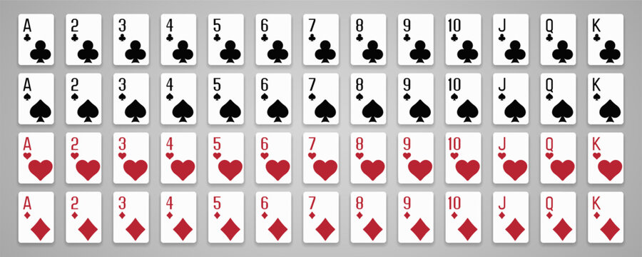 Poker cards full deck. Playing cards. Vector illustrator.