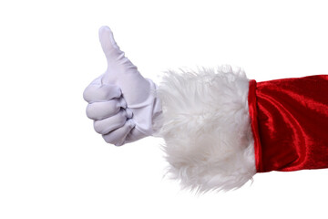PNG, hand of Santa Claus with finger up, isolated on white background