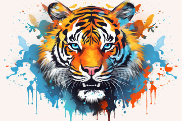 watercolor style design, design of a tiger