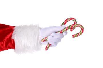 PNG, Santa's hand with candy, isolated on white background