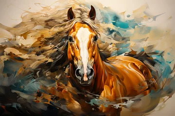 Fotobehang Image of brown horse in body of water. © valentyn640