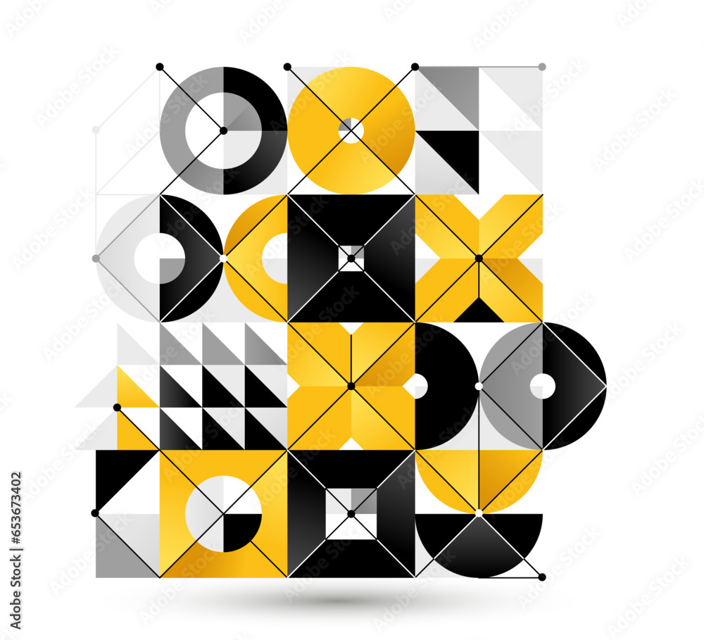 Aufkleber abstract vector geometric background, tech engineering look like shapes and lines composition, techn