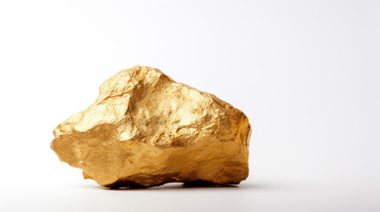 Closeup of big gold nugget on white background