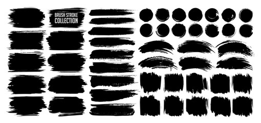 Black paint brush stroke, ink splash, grunge line and frame mega collection for social media business background decoration. Dirty watercolor texture, ornament or silhouette. Torn or rip grungy paper.
