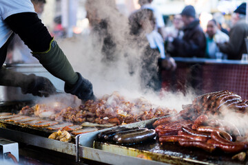 Chef Cooking Fritanga For Tacos.