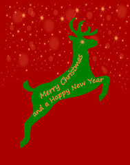 Reindeer wishing Merry Christmas and a Happy New Year - illustration
